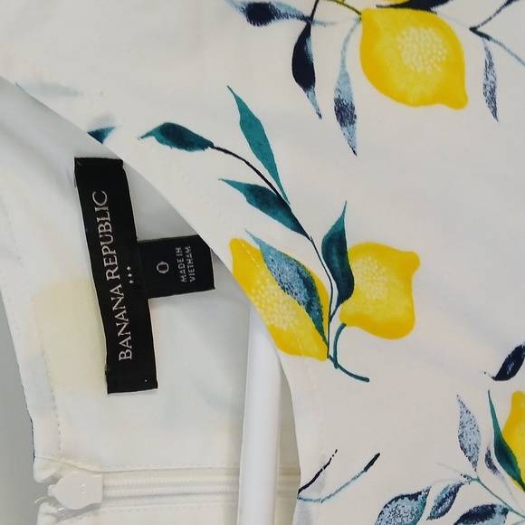 Banana Republic White Dress with Lemon Print - Picture 2 of 5